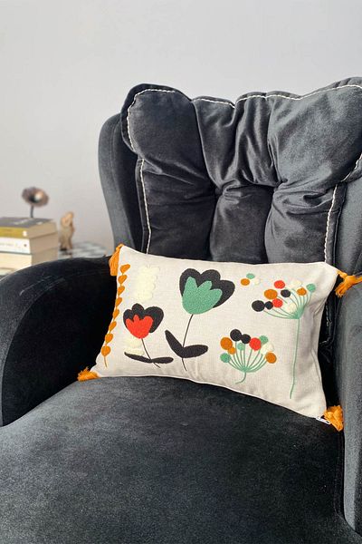 e-Bizz Store Punch Embroidered Throw Pillow Cover