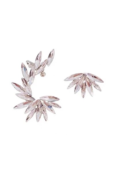 Pelin Aksesuar Kristal Taşlı Asimetrik Gösterişli Küpe