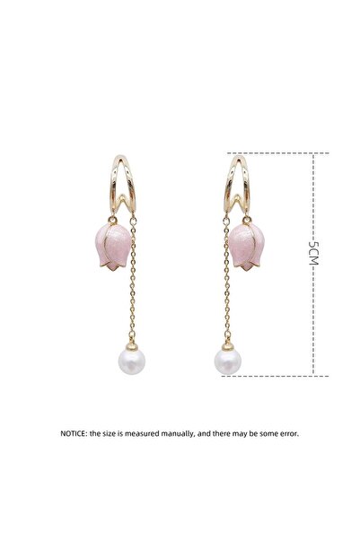 Pelin Aksesuar Pembe İkili Sallantılı İncili Lale Küpe