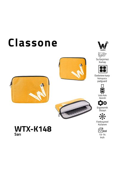 Classone Wtx-k148 13-14 بوصة Wtxpro قماش مقاوم للماء - ماك بوك، هواء، كمبيوتر محمول - أصفر