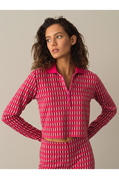 Xint Kadın Fuşya Esnek Dokulu Regular Fit Uzun Kollu Tişört