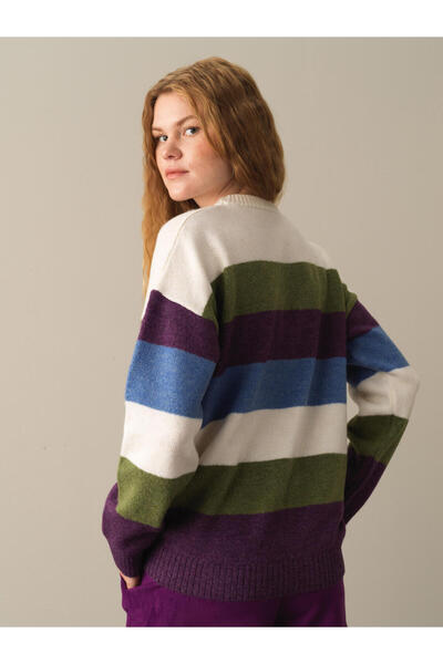 Xint Kadın Mor Yumuşak Dokulu Oversize Kazak