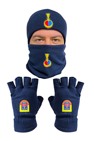 AskerVadisi Jandarma Asayiş Lacivert Yün Bere Polar Boyunluk Kesik Eldiven 3 ...