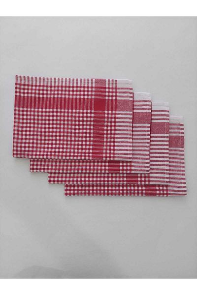 LilaMOON Red Colored 4-Piece Cotton Napkin - Petite Checker, Drying Cloth and Nutrition Cover