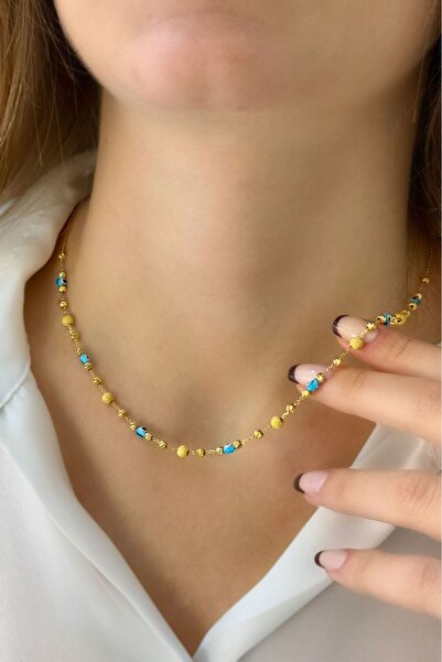 SEYHAN KUYUMCULUK Nazar Boncuklu Dorikalı 22 Ayar Altın Kolye