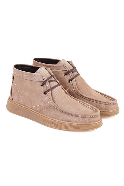 Desa Ανδρικές δερμάτινες μπότες Nubuck σε καφέ ιβουάρ
