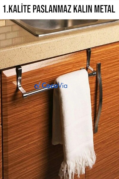 CocoVia Mutfak Dolabı Ve Çekmece Üstü Havlu Askısı-Dolap Içi Düzenleyici Askı Havluluk - Mutfak Havluluğu