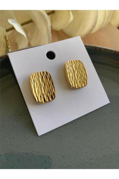 Pelin Aksesuar أقراط ذهبية مستطيلة محكم