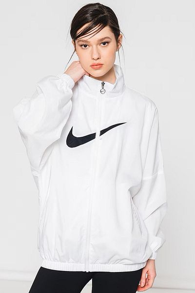 Nike Αθλητικά ρούχα Essential Woven Full Zip Oversize Γυναικείο Φαρδύ Πλεκτό Αθλητικό Μπουφάν Λευκό