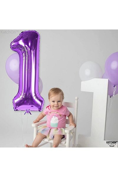 Parti Station 1 Year Old Purple Colored Foil Balloon - 76 cm Number You