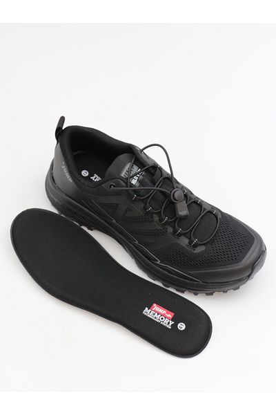 Jump 30731 Negru plat din cauciuc șireturi Smart Lacing Memory Foam Branțuri cu memorie Pantofi sport ortopedici