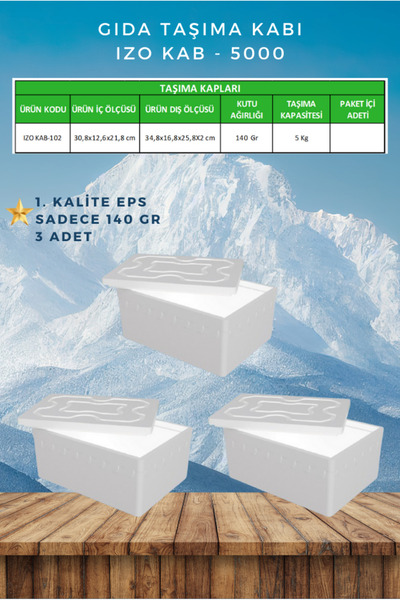 KAR-YAPI Strafor Köpük (Eps) 5000 Gr - Soğuk Zincir Gıda Taşıma Kolisi 3 ADET (Yüksek Kalite)