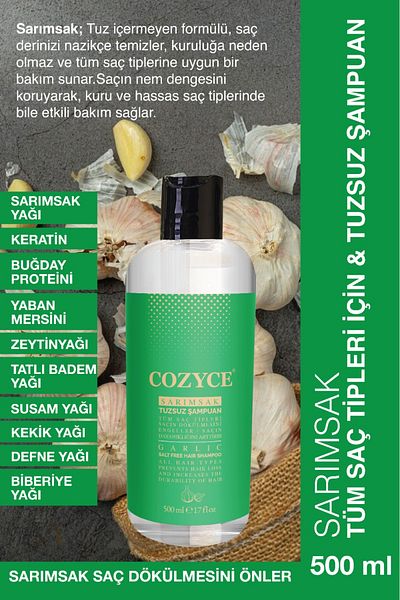 Cozyce Salt-Free Shampoo for Garlic & All Hair Types 500 ml