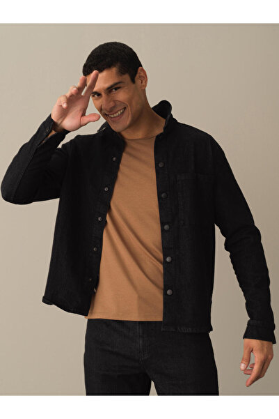 Xint Erkek Siyah Regular Fit Denim Gömlek Ceket