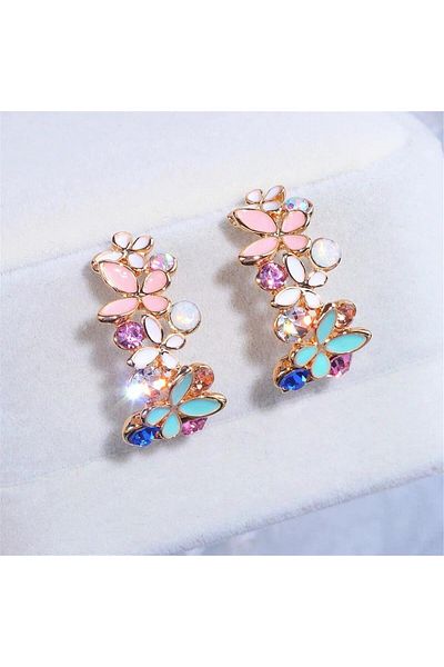 Pelin Aksesuar Pastel Colored Butterfly Hoop Earrings