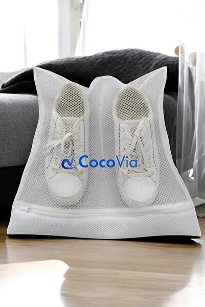 CocoVia Beyaz Renk Ayakkabı Yıkama Filesi Fermuarlı Ayakkabı Temizleme Ve Bak...