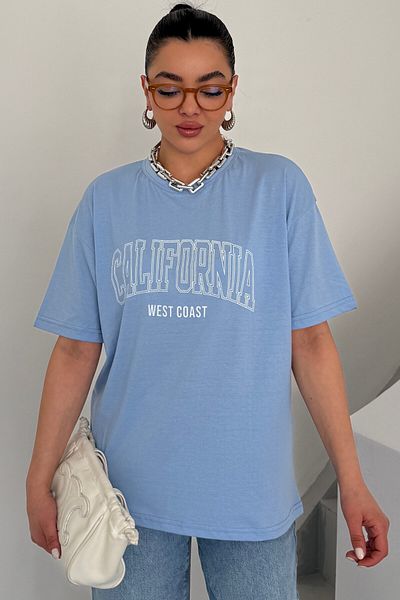 MODAGEN Tricou oversize cu imprimeu California, unisex, albastru