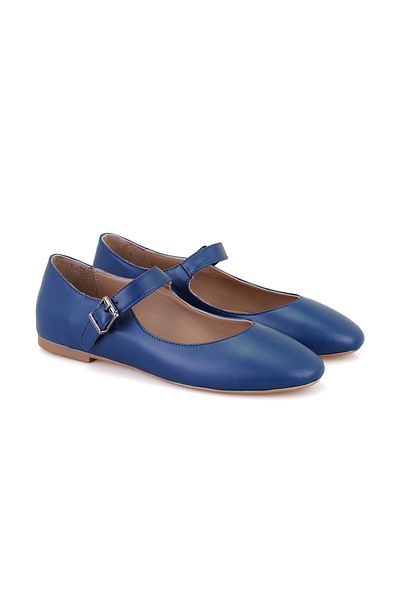 Desa Women's Navy Blue Mary Jane Leather Ballerinas