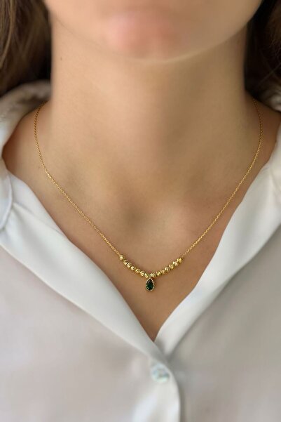 SEYHAN KUYUMCULUK Yeşil Taşlı Dorikalı 22 Ayar Altın Kolye