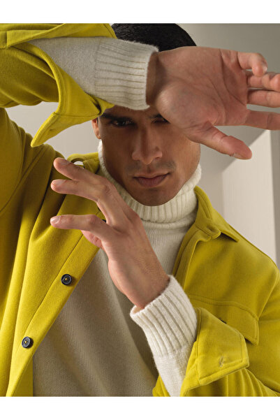 Xint Erkek Sarı Pamuk Dokulu Fit Cepli Gömlek Ceket