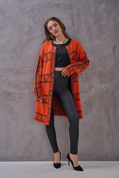 SHUGAA KADIN ETNİK DESENLİ SICAK TUTAN YUMOŞ DOKULU HIRKA