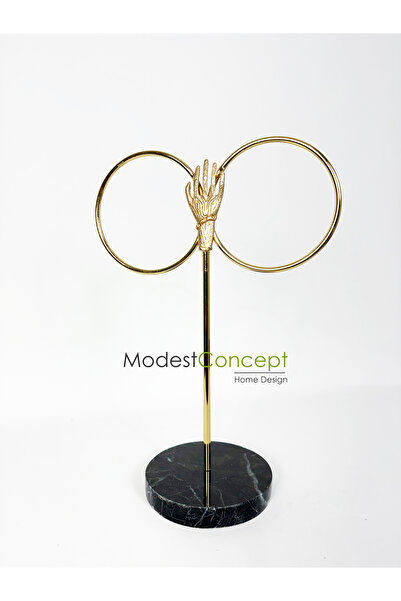 Modestmar Siyah Mermer Havluluk, El Aksesuarlı Halkalı Havluluk, Banyo Havlul...