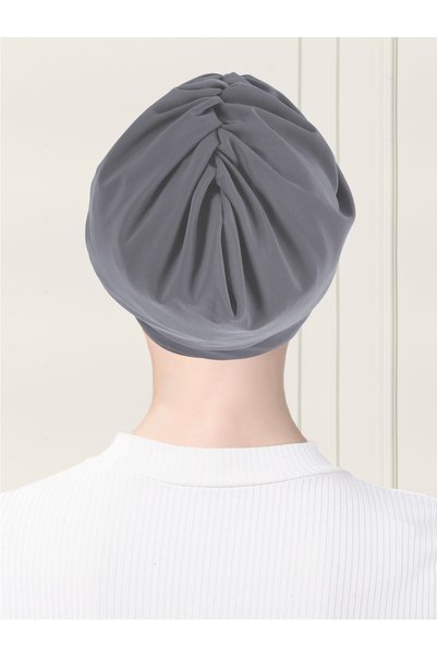 ada sanatsal Plain Gathered Practical Hijab Bonnet - Smoked