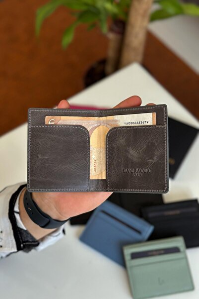 La La'Graccio Paris La'Graccio Paris Unisex Balia Натуральна шкіра Карт-холдер Crazy Сірий