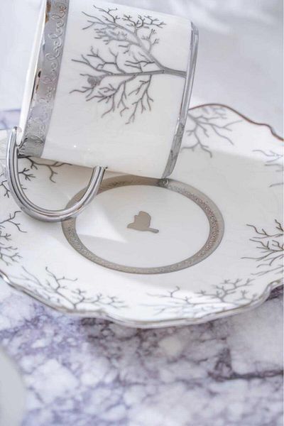 ACAR Kıeran Silver 6-Person Coffee Cup Set Hxf-06801
