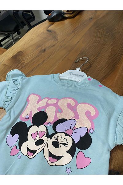 baby flamindo طقم بناتي من BABY FLAMINDO KISS مطبوع عليه 2 خيوط