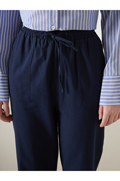 LC Waikiki Pantaloni de damă în amestec de in cu talie elastică