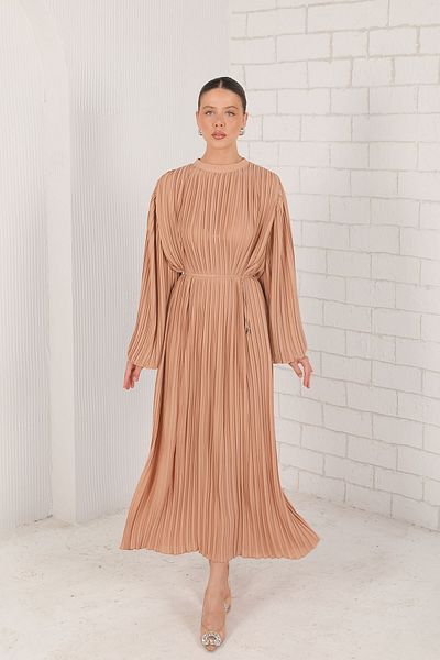 Melike Tatar Pleated SALMON Dress - 32-2213