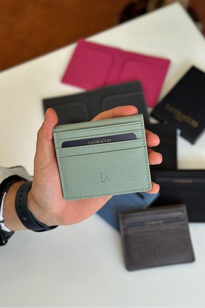 La La'Graccio Paris Suport card unisex Balia din piele naturală La'graccio Paris, mentă mat
