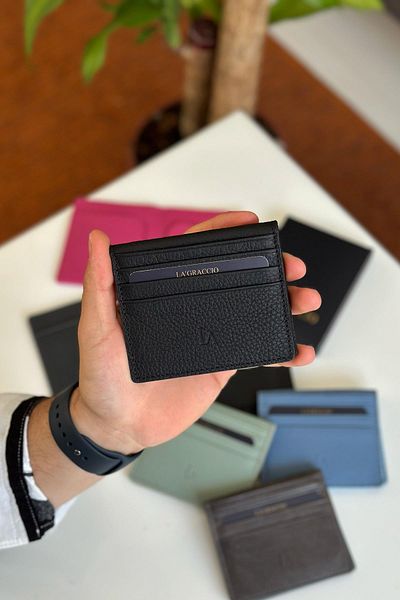 La La'Graccio Paris Unisex Balia - La'graccio Paris Μαύρο Δερμάτινο και Ματ Θήκη Κάρτας