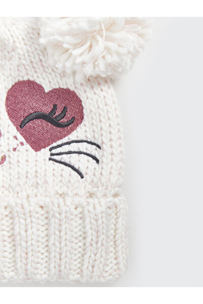 LC Waikiki Detailní vyšívaný dívčí baret s bambulí