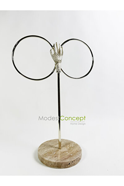 Modestmar Traverten Mermer Havluluk, El Aksesuarlı Halkalı Havluluk, Banyo Ha...