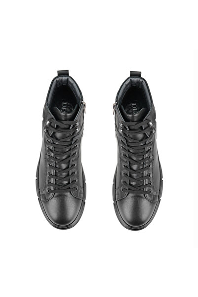 Desa Axel Siyah Erkek Fermuarlı Deri Bot