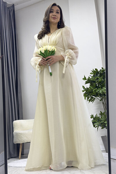 thezkscom Βραδινό φόρεμα με ασύμμετρη φούστα, μανίκια καρπούζι, λαιμόκοψη σε σχήμα V, σμαραγδί πράσινο, μαύρο, κρεμ, πούδρα, βενζινομπλε