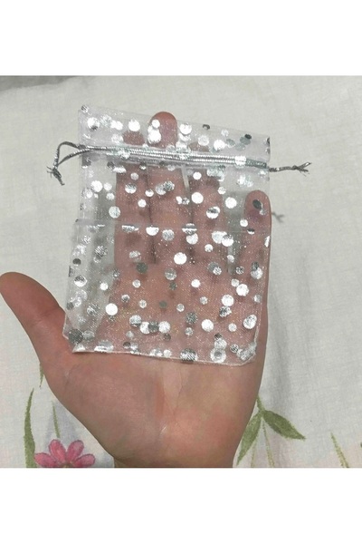 yörük tuhafiye Şeffaf Tül Kese ,100 Adet Gümüş(9x12 Cm) Kına, Bebek,çerez ,ni...