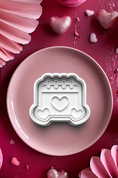 Deep Sweet Love Calendar Heart Cookie Mold Cutter Dough Shaper