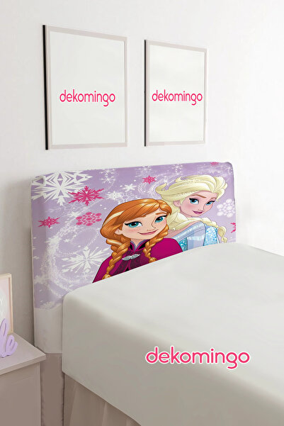 dekomingo LİLA ELSA VE ANNA KARTANESİ DESENLİ BAZA BAŞLIK KILIFI ( TEK KİŞİLİK )