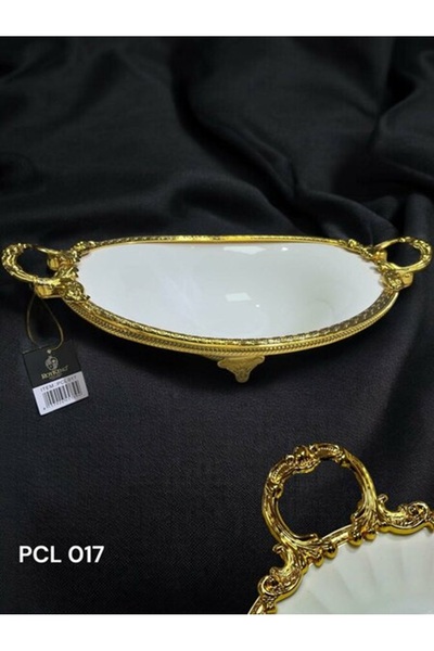 ROY KING Roykıng Elegance - طبق تقديم بيضاوي ذهبي مقاس 40 سم