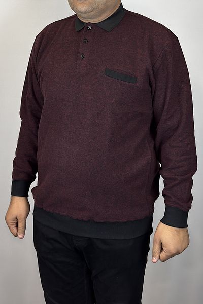 TANİŞ GİYİM Men's Polo Neck Large Size Battal Burgundy Thessaloniki with Pockets