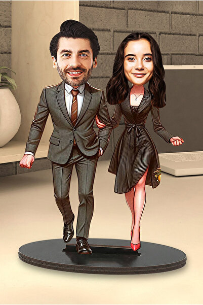 Fotomcity Kişiye Özel Fotoğraflı En Tatlı Çift 4 Tasarımlı Karikatür Biblo