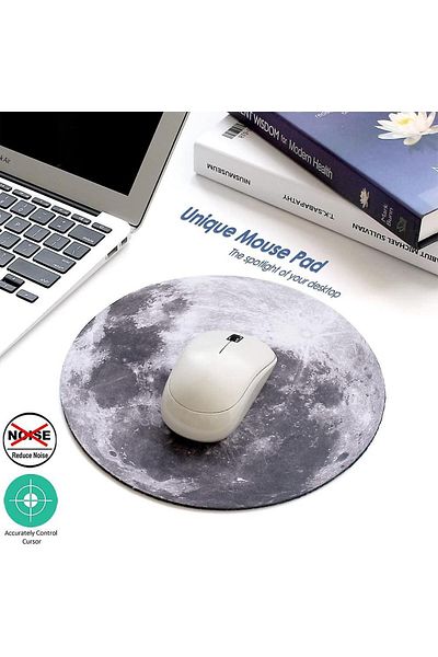 Boldy Moon Gaming Pad - Στρογγυλό αντιολισθητικό ποντίκι - Moon αντιολισθητικό μαξιλαράκι για ποντίκι - 19,5 cm