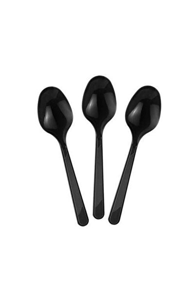 Parti Dükkanım ملاعق بلاستيكية سوداء فاخرة (25 قطعة)