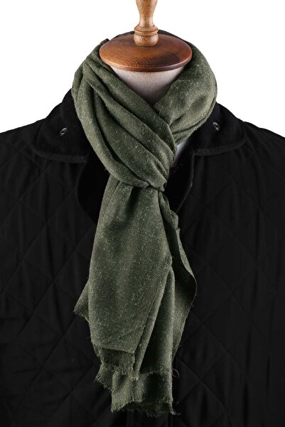 Kravatkolik Unisex Χακί Σάλι Κασκόλ - K637 Απλό Σχέδιο