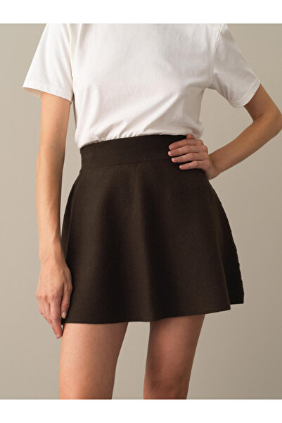 Xint Kadın Haki Esnek Dokulu Regular Fit Triko Etek