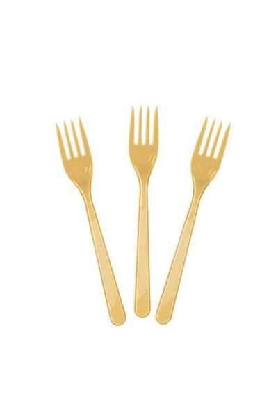 Parti Dükkanım Gold Plastic Fork Luxury (25 Pieces)