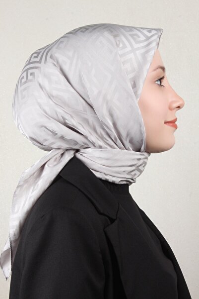 PİRAMİT Golden Jakar Eşarp Grift Desen 4118-12 Gümüş